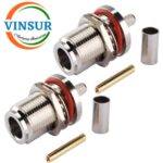 11121215-- RF CONNECTOR - 50OHMS ,  N FEMALE , STRAIGHT , BULK HEAD REAR MOUNT , CRIMP TYPE , RG58, RG142, LMR195 CABLE - Image 2