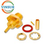 11921212 -- RF CONNECTOR - 50 OHMS , RP SMA FEMALE , STRAIGHT , BULK HEAD REARMOUNT, CRIMP TYPE , RG178 CABLE - Image 2