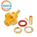 11921212 -- RF CONNECTOR - 50 OHMS , RP SMA FEMALE , STRAIGHT , BULK HEAD REARMOUNT, CRIMP TYPE , RG178 CABLE