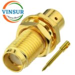 1192123D -- RF CONNECTOR - 50 OHMS , RP SMA FEMALE , STRAIGHT , BULKHEAD REAR MOUNT , SOLDER TYPE , RG402 (0.141 INCH)  CABLE