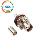 11221215 -- RF CONNECTOR - 50 OHMS , TNC FEMALE , STRAIGHT , BULK HEAD REAR MOUNT , CRIMP TYPE , RG58, RG142, LMR195 CABLE