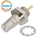 VSW-11J21171 -- RF CONNECTOR - 50 OHMS , QMA FEMALE , STRAIGHT , BULKHEAD FRONT MOUNT , ROUND POST