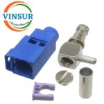 VSW-FAKRA-FRA-316C -- RF CONNECTOR - 50 OHMS FAKRA SMB FEMALE RIGHT ANGLE CRIMP TYPE FOR RG 316 CABLE(Blue) - Image 2