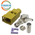 VSW-FAKRA-FRA-316K -- RF CONNECTOR - 50 OHMS FAKRA SMB FEMALE RIGHT ANGLE CRIMP TYPE FOR RG 316 CABLE(Curry)