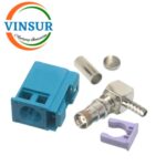 VSW-FAKRA-FRA-316Z -- RF CONNECTOR - 50 OHMS FAKRA SMB FEMALE RIGHT ANGLE CRIMP TYPE FOR RG 316 CABLE(Water Blue)