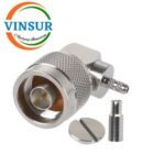 11112014 -- RF CONNECTOR - 50OHMS ,  N MALE , RIGHT ANGLE ,  CRIMP TYPE , RG316, RG174, RG188, LMR100 CABLE