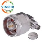 1111203D -- RF CONNECTOR - 50OHMS , N MALE , RIGHT ANGLE , SOLDER TYPE , RG402 (0.141 INCH)  CABLE