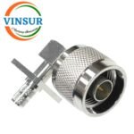 11112416 -- RF CONNECTOR - 50 OHMS , N MALE , RIGHT ANGLE , 4 HOLE FLANGE , CRIMP TYPE , LMR-240 CABLE