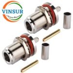 11121215-- RF CONNECTOR - 50OHMS ,  N FEMALE , STRAIGHT , BULK HEAD REAR MOUNT , CRIMP TYPE , RG58, RG142, LMR195 CABLE - Image 2