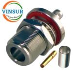 11121216 -- RF CONNECTOR - 50OHMS , N FEMALE , STRAIGHT , BULK HEAD REAR MOUNT , CRIMP TYPE , LMR-240 CABLE
