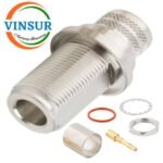 11121218 -- RF CONNECTOR - 50OHMS ,  N FEMALE , STRAIGHT , BULK HEAD REAR MOUNT, CRIMP TYPE , LMR-600  CABLE