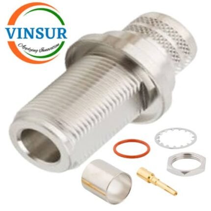 11121218 -- RF CONNECTOR - 50OHMS ,  N FEMALE , STRAIGHT , BULK HEAD REAR MOUNT, CRIMP TYPE , LMR-600  CABLE