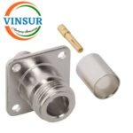11121417 -- RF CONNECTOR - 50OHMS ,  N FEMALE , STRAIGHT, 4HOLE FLANG , CRIMP TYPE , LMR-400  CABLE