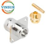 1112143D -- RF CONNECTOR - 50OHMS , N FEMALE , STRAIGHT ,4-HOLE FLANGE MOUNT , SOLDER TYPE , RG402 CABLE