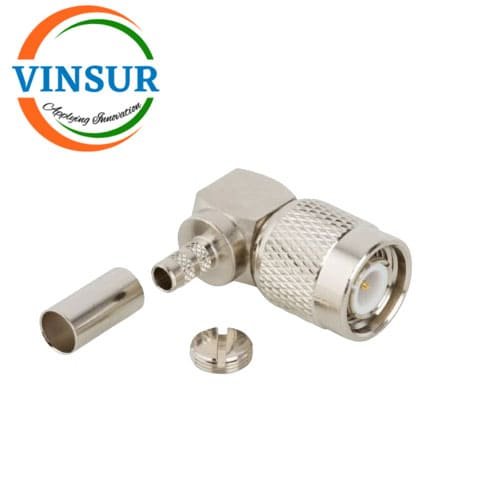 11212015-RF-CONNECTOR-50-OHMS-TNC-MALE-RIGHT-ANGLE-CRIMP-TYPE-RG58-RG142-LMR195-CABLE.jpg 11212015 -- RF CONNECTOR - 50 OHMS , TNC MALE , RIGHT ANGLE ,CRIMP TYPE , RG58, RG142, LMR195 CABLE - Image 1