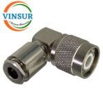 11212025 -- RF CONNECTOR - 50 OHMS ,TNC MALE , RIGHT ANGLE, CLAMP TYPE , RG58, RG142, LMR195 CABLE