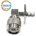 11212416 -- RF CONNECTOR - 50 OHMS , TNC MALE , RIGHT ANGLE , 4 HOLE FLANGE , CRIMP TYPE , LMR-240 CABLE
