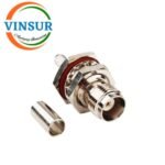 11221215 -- RF CONNECTOR - 50 OHMS , TNC FEMALE , STRAIGHT , BULK HEAD REAR MOUNT , CRIMP TYPE , RG58, RG142, LMR195 CABLE