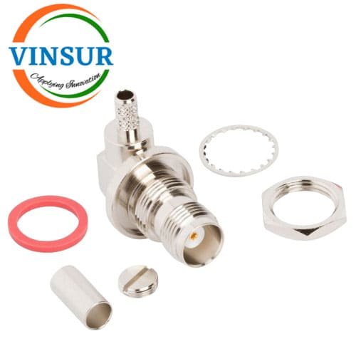 11222215-RF-CONNECTOR-50-OHMS-TNC-FEMALE-RIGHT-ANGLE-BULKHEAD-REAR-MOUNT-CRIMP-TYPE-RG58-RG142-LMR195-CABLE.jpg 11222215 -- RF CONNECTOR - 50 OHMS ,TNC FEMALE , RIGHT ANGLE, BULKHEAD REAR MOUNT , CRIMP TYPE , RG58, RG142, LMR195 CABLE - Image 1