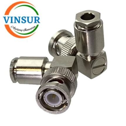 VSW250019-CN -- RF CONNECTOR - 50OHMS , BNC MALE , RIGHT ANGLE ,  CLAMP TYPE , RG58, RG142, LMR195, LMR200 CABLE