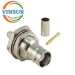 11321215 -- RF CONNECTOR - 50OHMS , BNC FEMALE , STRAIGHT , BULK HEAD , CRIMP TYPE , RG58, RG142, LMR195,LMR200 CABLE