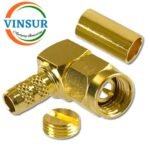 11512015-10 -- RF CONNECTOR - 50 OHMS , SMA MALE , RIGHT ANGLE ,  CRIMP TYPE , RG58, RG142, LMR195 CABLE