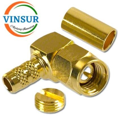 11512015-10 -- RF CONNECTOR - 50 OHMS , SMA MALE , RIGHT ANGLE ,  CRIMP TYPE , RG58, RG142, LMR195 CABLE