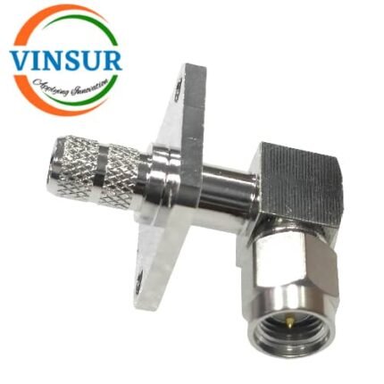 11512416 -- RF CONNECTOR - 50 OHMS , SMA MALE , RIGHT ANGLE , 4 HOLE FLANGE , CRIMP TYPE , LMR-240 CABLE