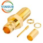 11521216 -- RF CONNECTOR - 50OHMS , SMA FEMALE , STRAIGHT , BULK HEAD REAR MOUNT , CRIMP TYPE , LMR-240 CABLE