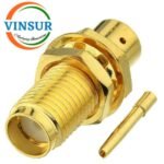 1152123D -- RF CONNECTOR - 50 OHMS , SMA FEMALE , STRAIGHT , BULK HEAD REAR MOUNT , SOLDER TYPE , RG402 (0.141 INCH)CABLE