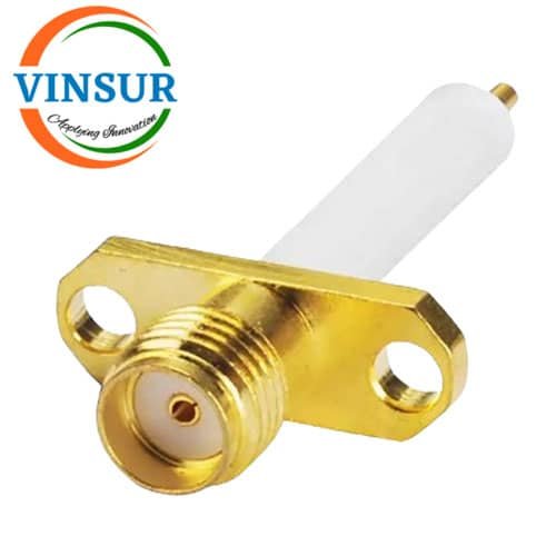 115213B0-RF-CONNECTOR-50-OHMS-SMA-FEMALE-STRAIGHT-2-HOLE-FLANGE-14MM-EXTENDED-TEFLON-ROUND-POST.jpg 115213B0 -- RF CONNECTOR - 50 OHMS , SMA FEMALE , STRAIGHT , 2 HOLE FLANGE , 14MM EXTENDED TEFLON , ROUND POST - Image 1