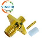 1152143D -- RF CONNECTOR - 50 OHMS , SMA FEMALE , STRAIGHT , 4 HOLE FLANGE , SOLDER TYPE , RG402 (0.141 INCH)CABLE