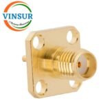 11521490 -- RF CONNECTOR - 50 OHMS , SMA FEMALE , STRAIGHT,4 HOLE FLANGE , 4MM EXTENDED TEFLON , ROUND POST