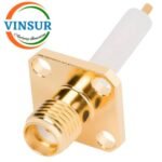 115214B0 -- RF CONNECTOR - 50 OHMS , SMA FEMALE , STRAIGHT ,4 HOLE FLANGE , 14MM EXTENDED TEFLON , ROUND POST