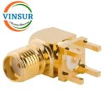 11522040 -- RF CONNECTOR - 50 OHMS , SMA FEMALE , RIGHT ANGLE , PCB-THROUGH HOLE, ROUND POST