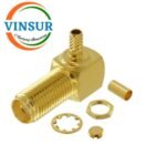 11522214 -- RF CONNECTOR - 50 OHMS , SMA FEMALE , RIGHT ANGLE , BULK HEAD REAR MOUNT , CRIMP TYPE , RG316,174 CABLE