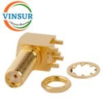 11522240 -- RF CONNECTOR - 50 OHMS , SMA FEMALE , RIGHT ANGLE , BULK HEAD REAR MOUNT , PCB-THROUGH HOLE , SHORT LEGS