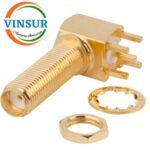 11522540 -- RF CONNECTOR - 50 OHMS , SMA FEMALE , RIGHT ANGLE , BULK HEAD LONG LENGTH , PCB-THROUGH HOLE , ROUND POST