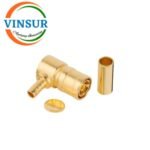 11612014 -- RF CONNECTOR - 50 OHMS , SMB MALE , RIGHT ANGLE ,  CRIMP TYPE , RG316, RG174, RG188, LMR100 CABLE