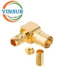 11612015 -- RF CONNECTOR - 50 OHMS , SMA MALE , RIGHT ANGLE ,  CRIMP TYPE , RG58, RG142, LMR195 CABLE