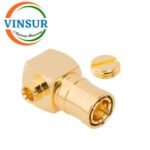 1161203C -- RF CONNECTOR - 50 OHMS , SMB MALE , RIGHT ANGLE , SOLDER TYPE , RG405 (0.086 INCH)  CABLE
