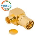 1161203D -- RF CONNECTOR - 50 OHMS , SMB MALE , RIGHT ANGLE , SOLDER TYPE RG402 CABLE