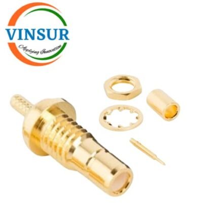 11621212 -- RF CONNECTOR - 50 OHMS , SMB FEMALE , STRAIGHT , BULK HEAD REAR MOUNT  CRIMP TYPE , RG178 CABLE
