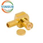 11712014 -- RF CONNECTOR - 50 OHMS , MCX MALE , RIGHT ANGLE ,  CRIMP TYPE , RG316, RG174, RG188, LMR100 CABLE