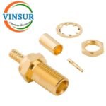 11721214 -- RF CONNECTOR - 50 OHMS , MCX FEMALE , STRAIGHT , BULK HEAD REAR MOUNT , CRIMP TYPE , RG316, RG174, RG188, LMR100 CABLE