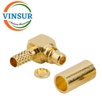 11812014 -- RF CONNECTOR - 50OHMS , MMCX MALE , RIGHT ANGLE ,  CRIMP TYPE , RG316, RG174, RG188, LMR100 CABLE