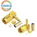 11912014 -- RF CONNECTOR - 50 OHMS , RP SMA MALE , RIGHT ANGLE, CRIMP TYPE , RG316, RG174, RG188, LMR100 CABLE