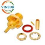 11921212 -- RF CONNECTOR - 50 OHMS , RP SMA FEMALE , STRAIGHT , BULK HEAD REARMOUNT, CRIMP TYPE , RG178 CABLE - Image 2