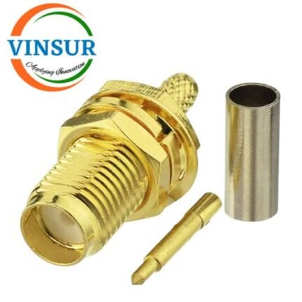 11921214 -- RF CONNECTOR - 50 OHMS , RP SMA FEMALE , STRAIGHT, BULK HEAD REAR MOUNT , CRIMP TYPE , RG316, RG174, RG188, LMR100 CABLE