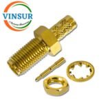 11921215 -- RF CONNECTOR - 50 OHMS , RP SMA FEMALE , STRAIGHT , BULKHEAD REAR MOUNT , CRIMP TYPE , RG58, RG142, LMR195 CABLE